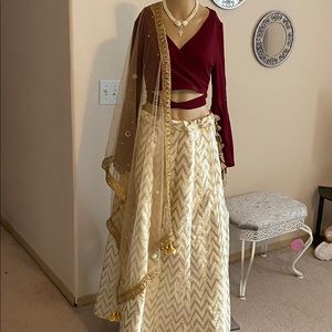 Beautiful Indian skirt with Crop Top and Dupatta